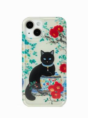 IPHONE 16 - Cider Black Cat Floral Phone Case — White, Black, Red & Teal
